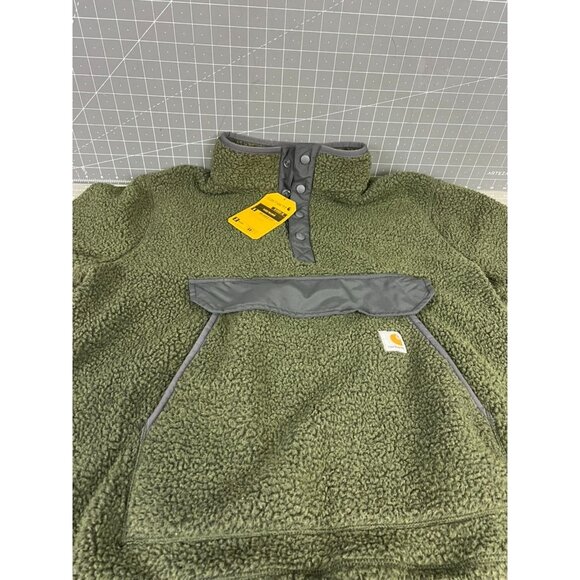 Carhartt Relaxed Fit Fleece Pullover Dark Green Men's Size L New With Tags - Picture 3 of 10